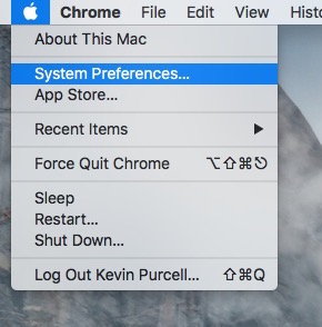 open system preferences from apple icon