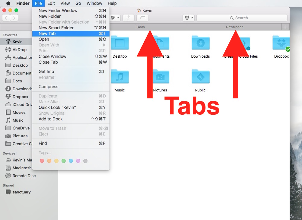 finder tabs