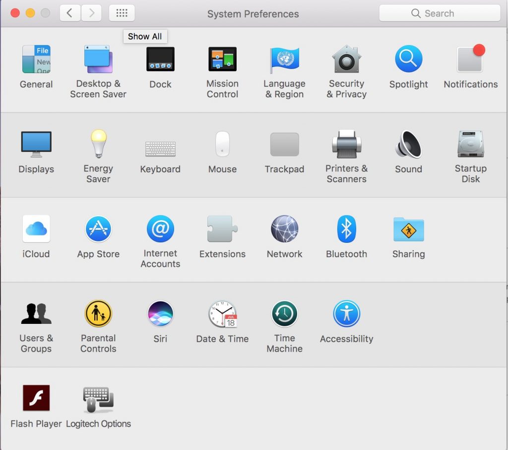 System Preferences on macOS