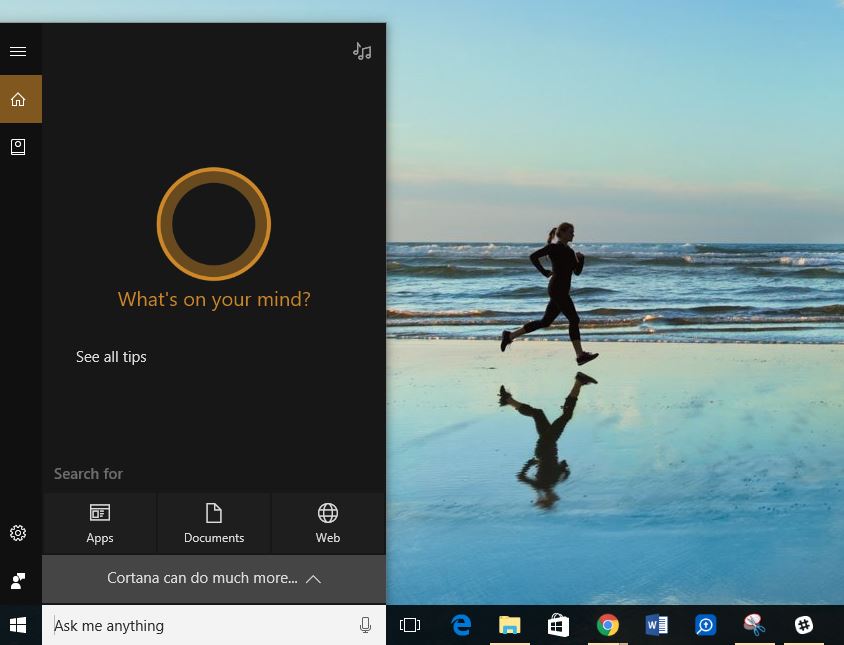 windows 10 cortana search on surface pro 4
