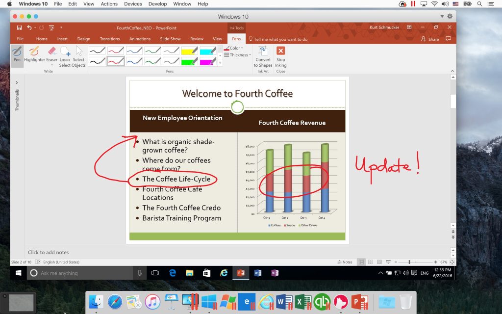 Use Office 2016 for Windows on a Mac.