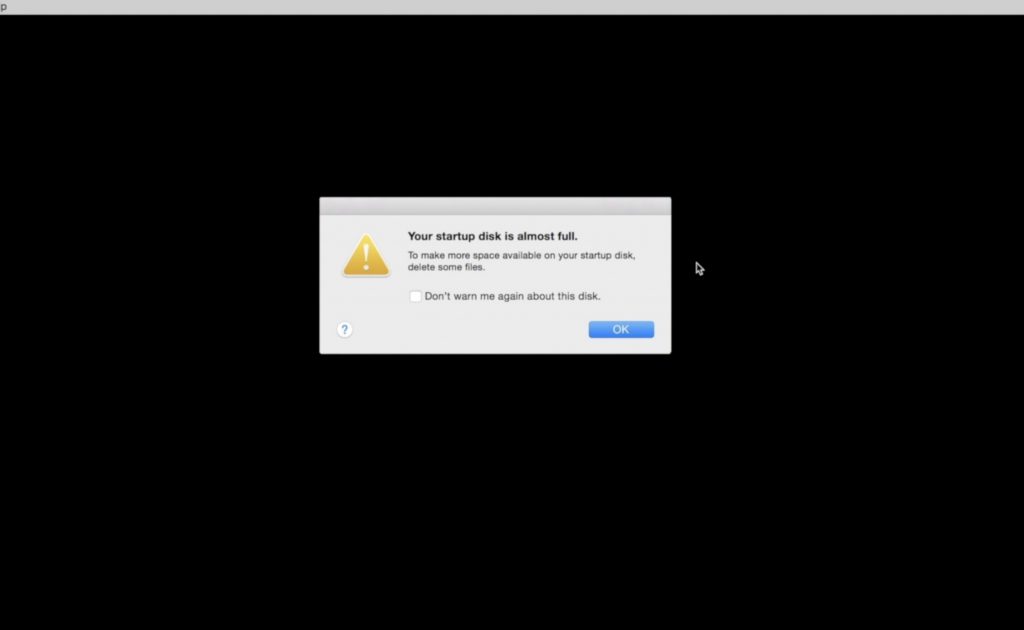 mac os x startup disk almost full